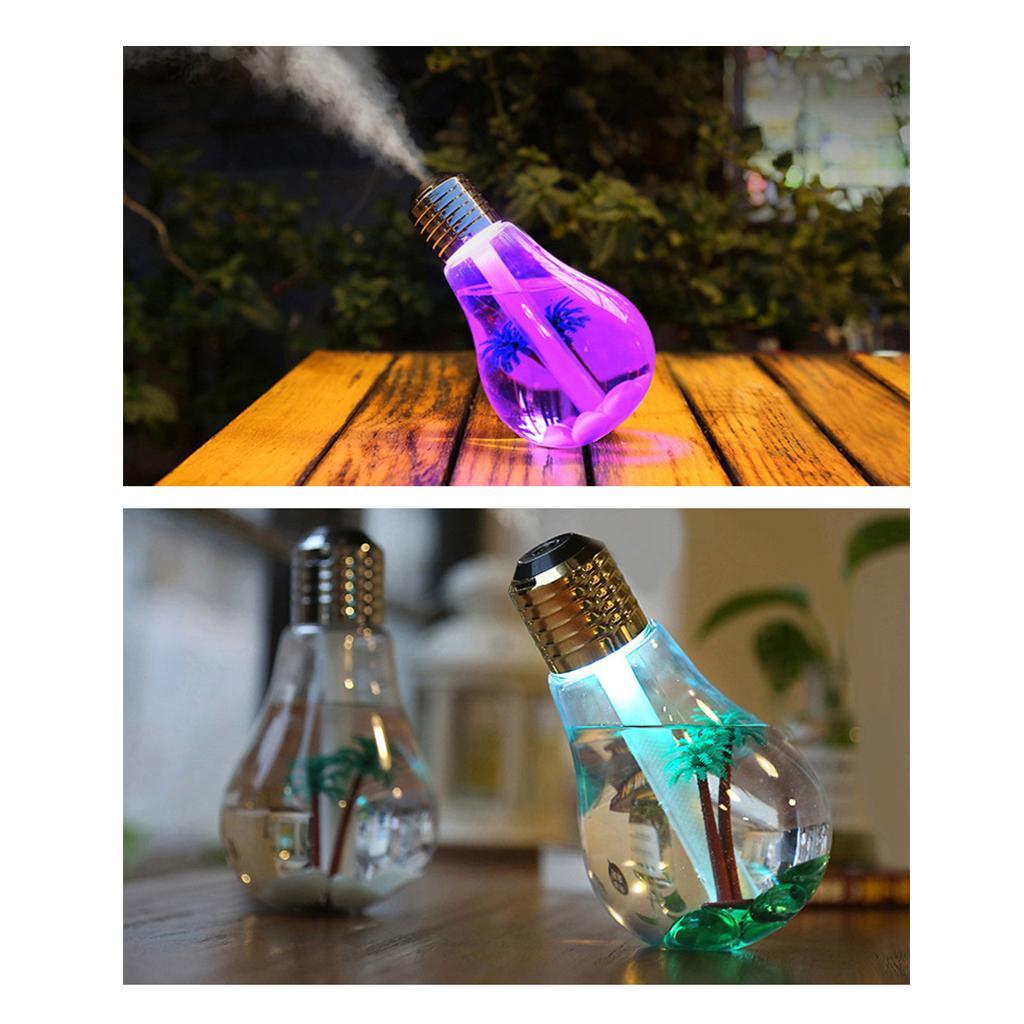 Portable 400ML LED Bulb Humidifier Colorful Light USB Diffuser Air Purifier