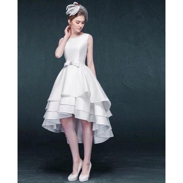 Đầm mặc cưới xếp tầng nơ eo nhẹ nhàng sang trọng ivy fashion - size M/L - MS185Y đi biển dự tiệc dạo phố bigsize gợi cảm