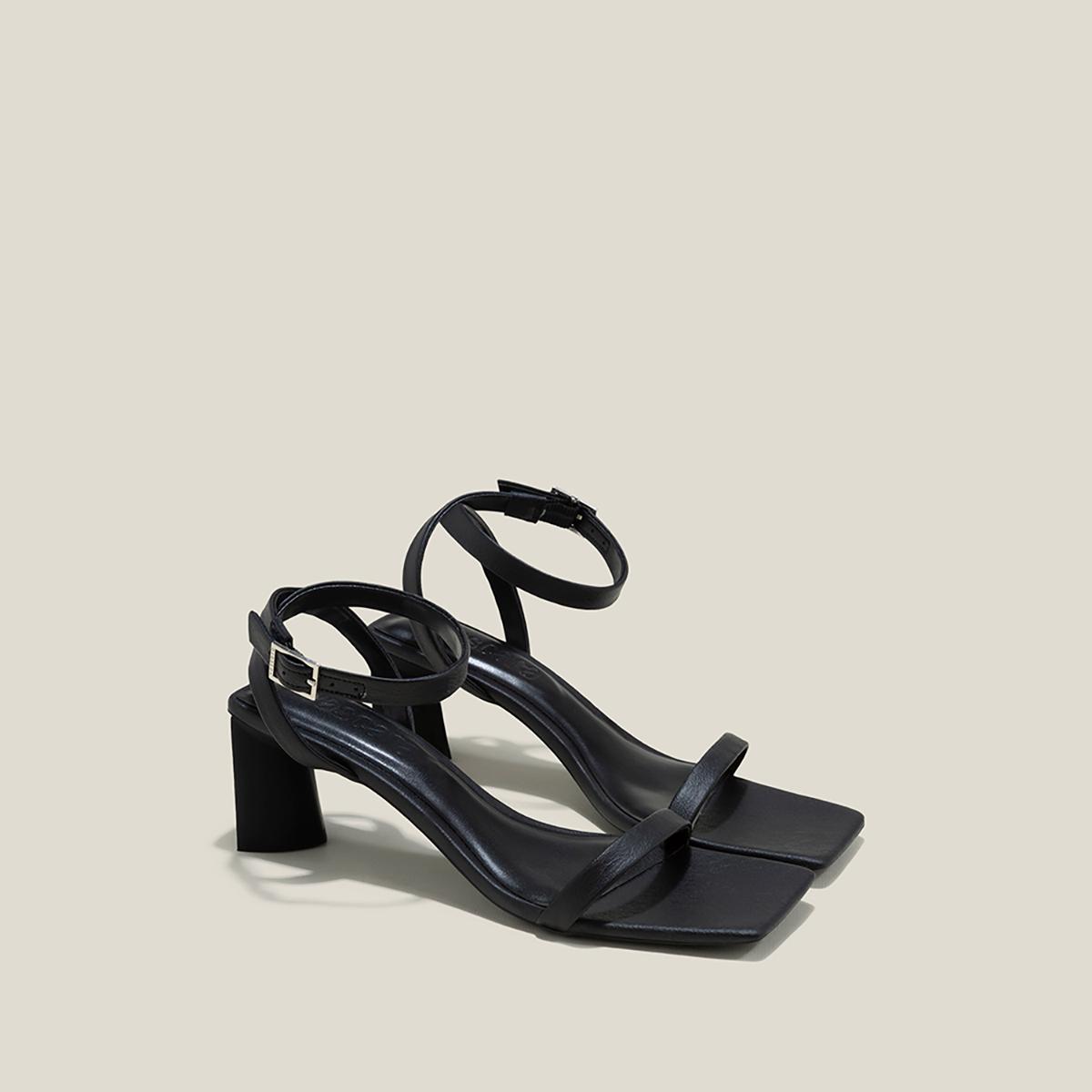 Vascara Giày Sandal Ankle Strap Nhấn Gót Hình Khối Cách Điệu - SDN 0761