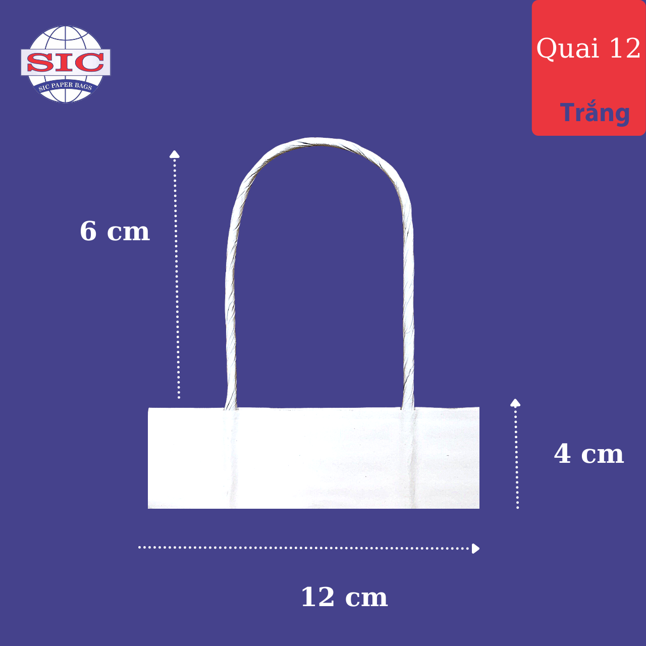 Quai túi giấy 1 000 đôi màu trắng size 12cm