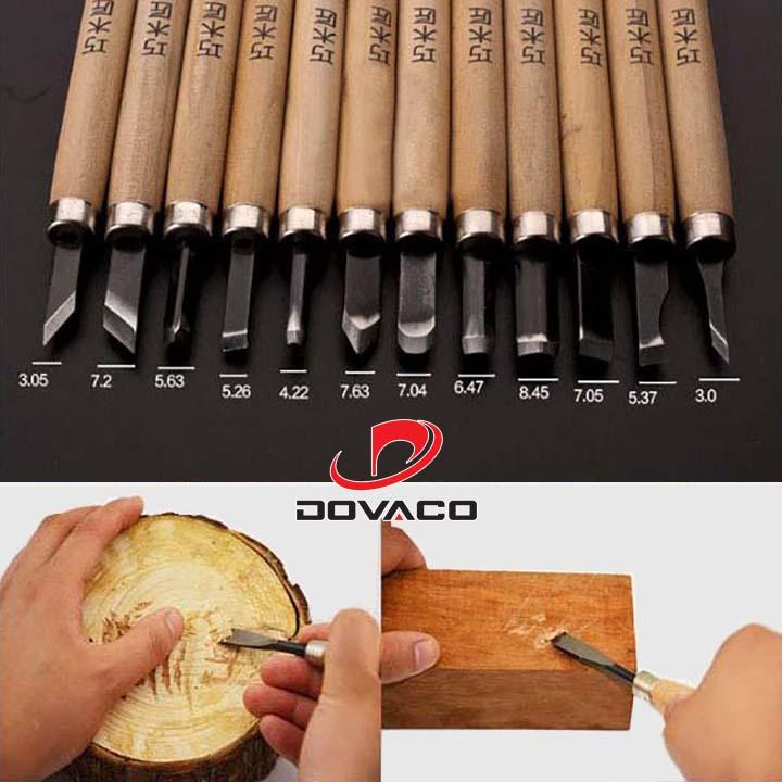 Bộ dao khắc, đục, tiện gỗ 12 mũi