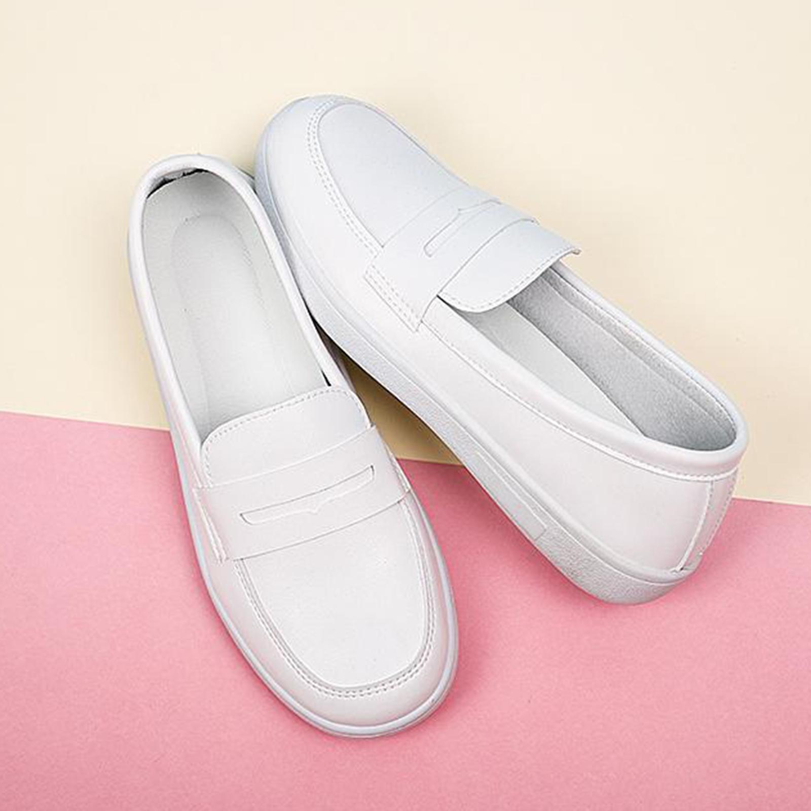 Women's Nursing Shoes Nurse Loafers Work Shoes PU Leather Flat Nursing Shoes