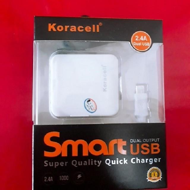 Bộ sạc Koracell 2.4A, Cáp IP 5/6/7 (2 cổng USB)