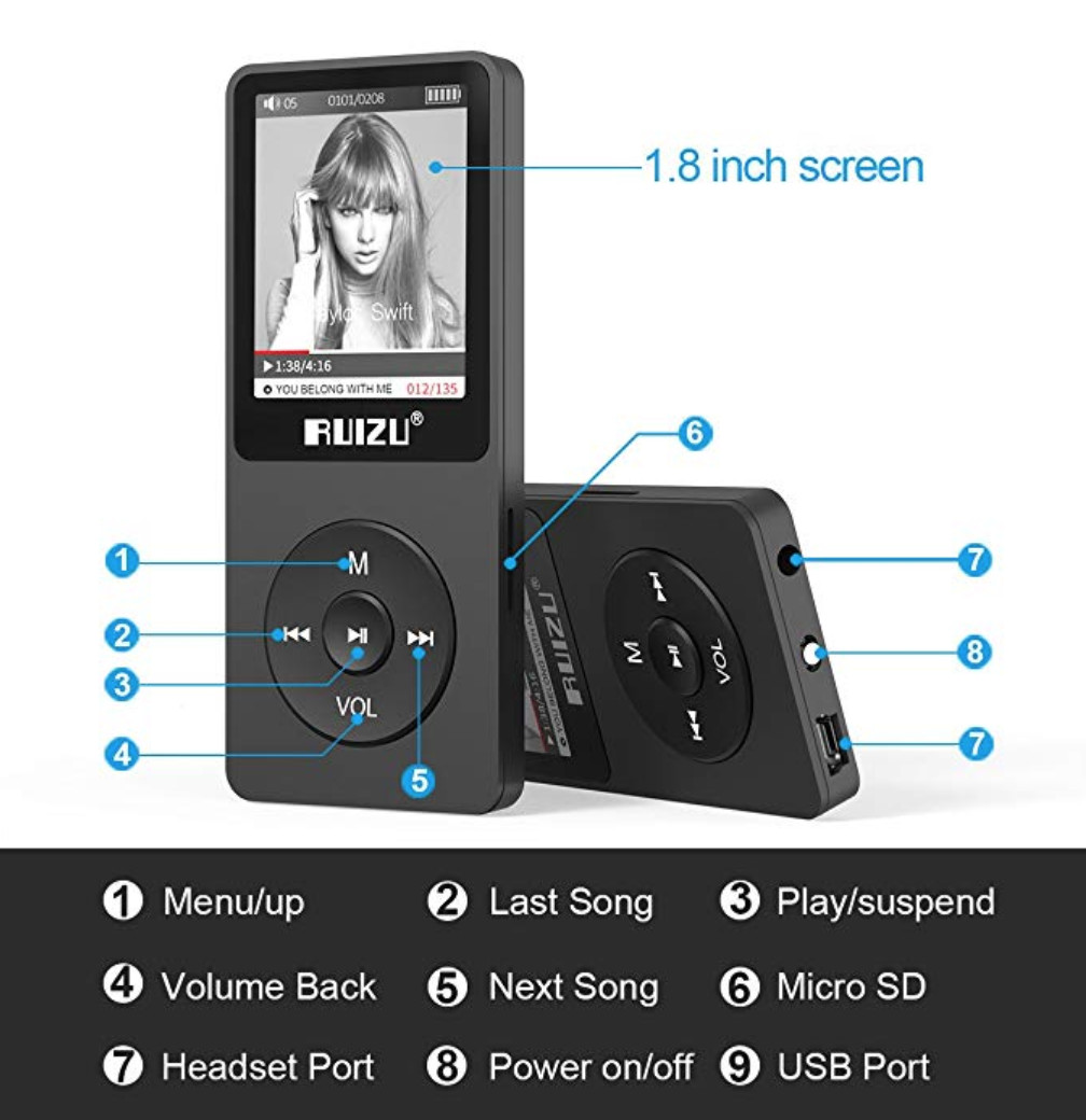 Máy Nghe Nhạc MP3 Ruizu X02 8GB - Hàng Chính Hãng