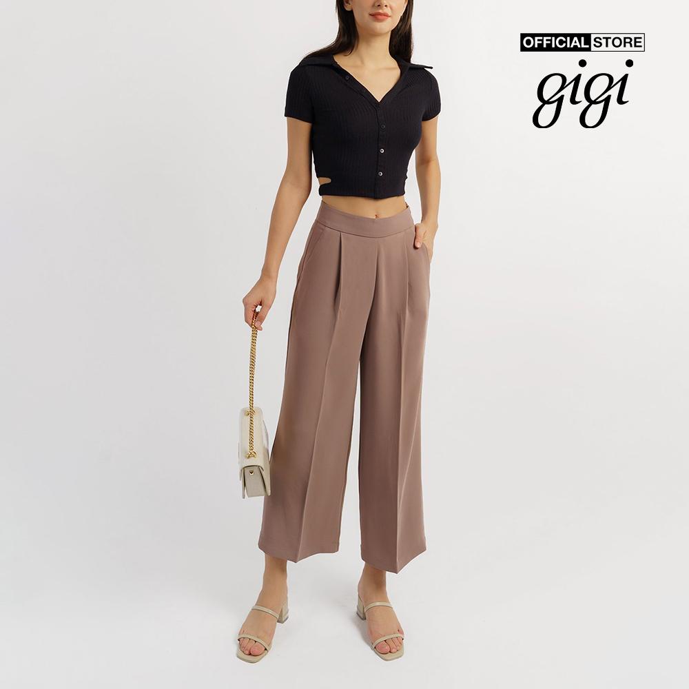 GIGI - Áo croptop nữ cổ bẻ phối dây cột hiện đại G1201T221250