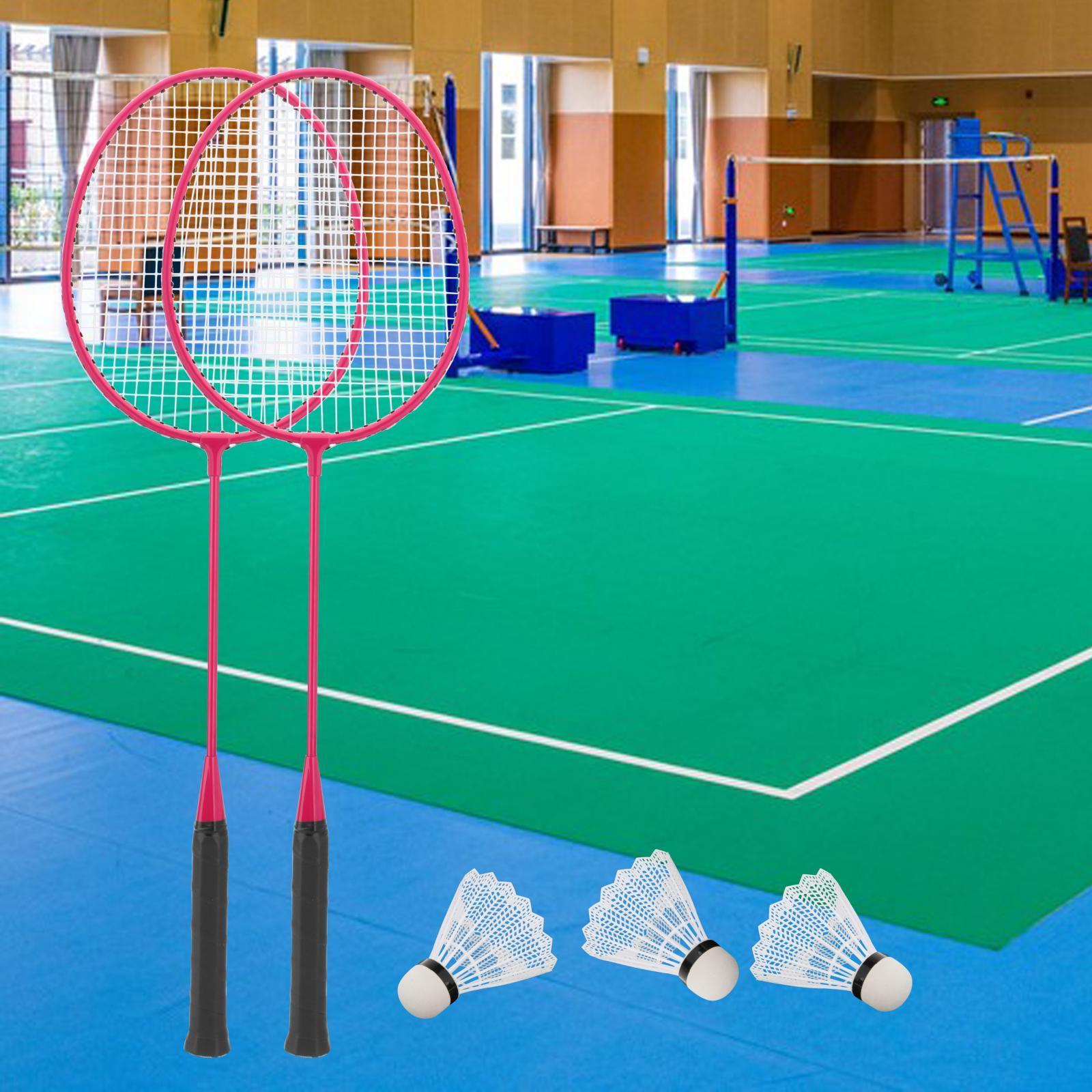 2Pcs Badminton Rackets with 3 Nylon Balls Family Training Badminton Racquets