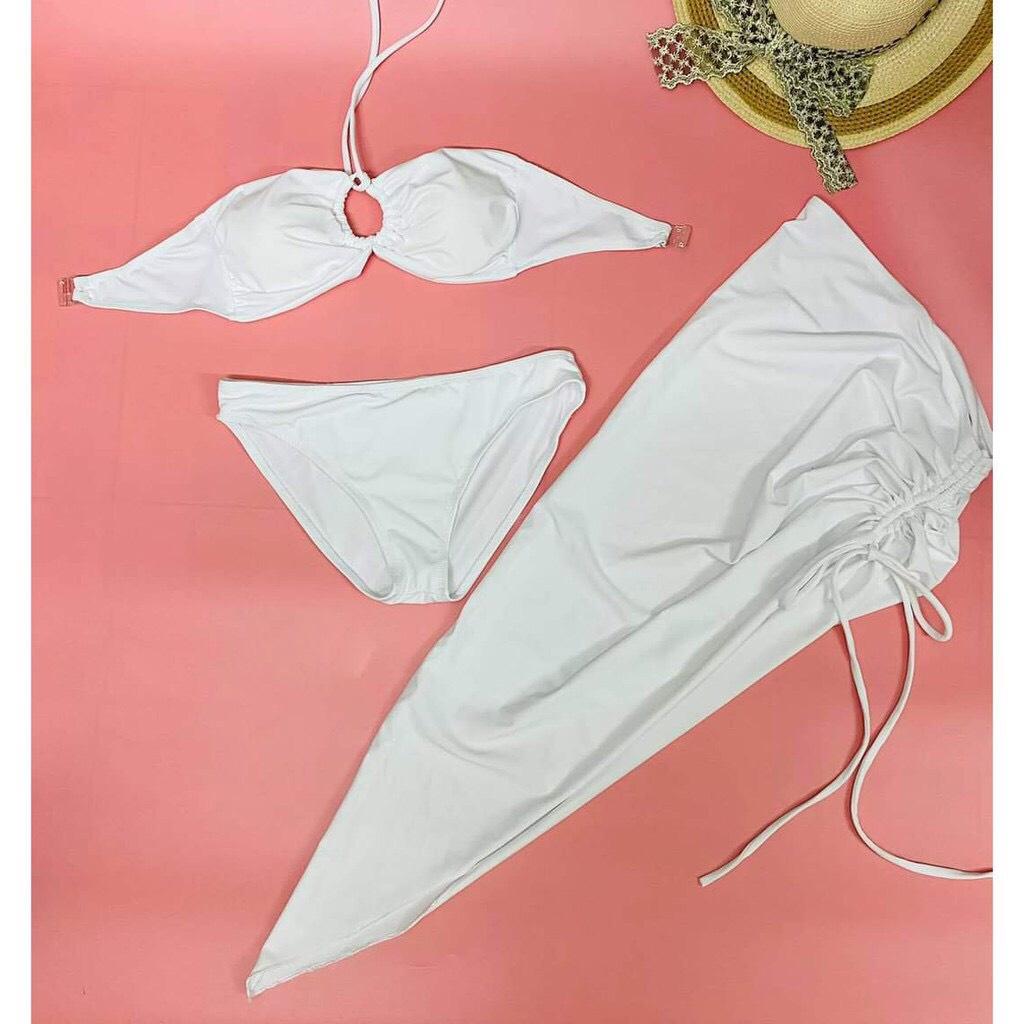 BIKINI 2 MẢNH KÈM KHĂN  MÀU TRẮNG BIKINISTORE