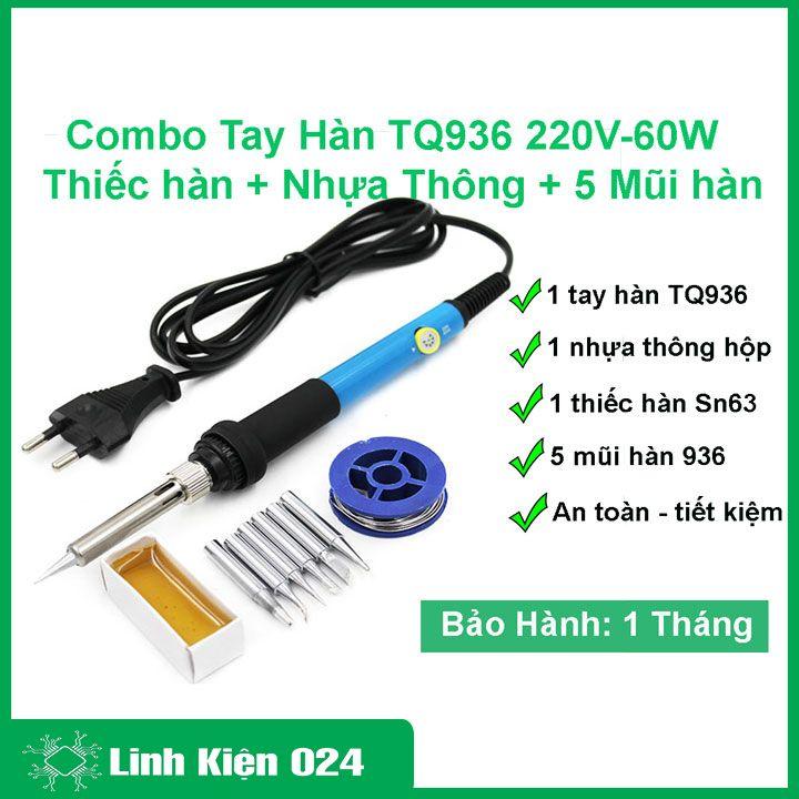 Combo mỏ hàn TQ936 gồm 5 mũi hàn + 1 thiếc + 1 nhựa thông