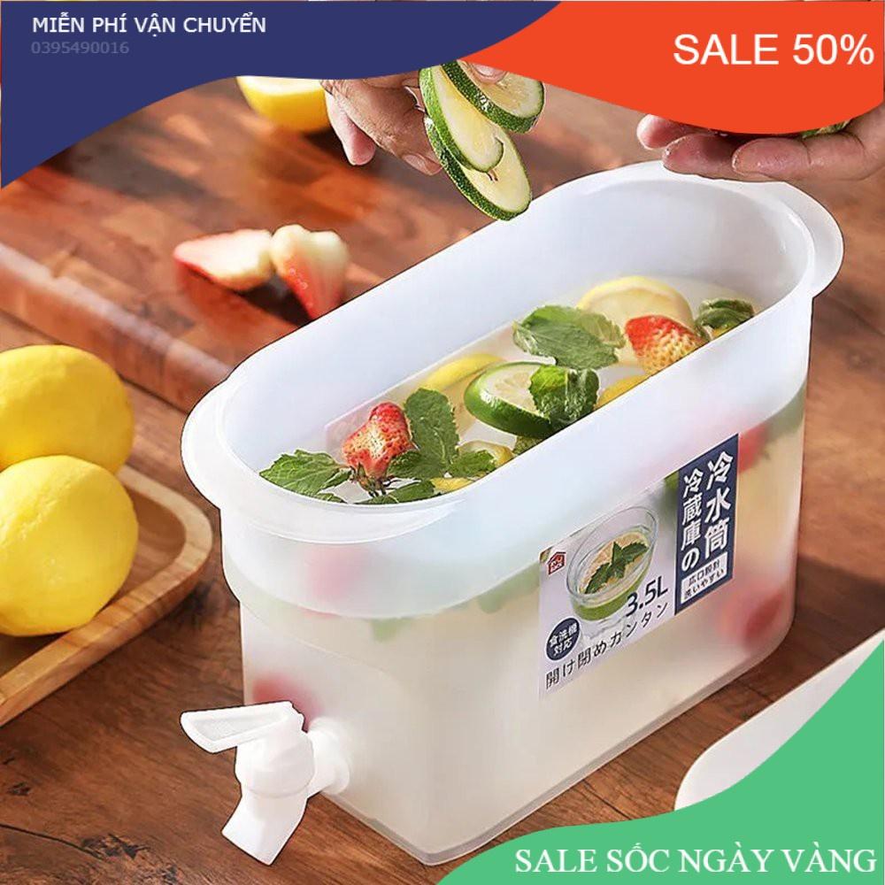 Bình nước CÓ vòi ĐỂ TỦ Lạnh 3,5 lít , bình nước detox hottrend 2021, an toàn không mùi, pha trà hoa quả, có nắp đậy kín