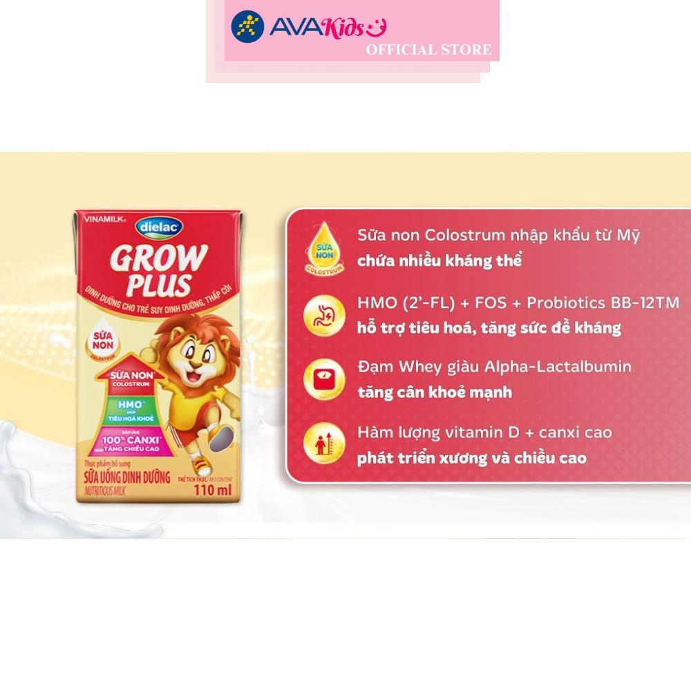 Lốc 4 hộp sữa non pha sẵn Dielac Grow Plus 110 ml (từ 1 tuổi)