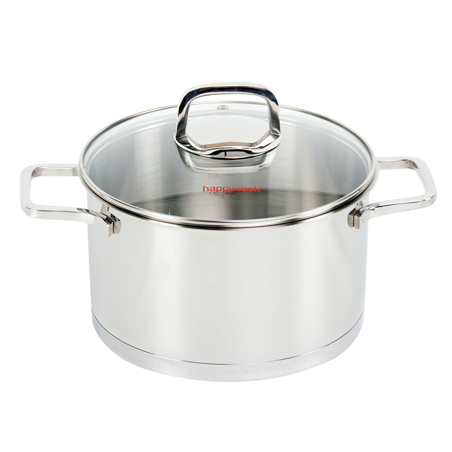 Nồi Inox Cao Cấp 3 Đáy Nắp Kiếng Happy Cook Novelty