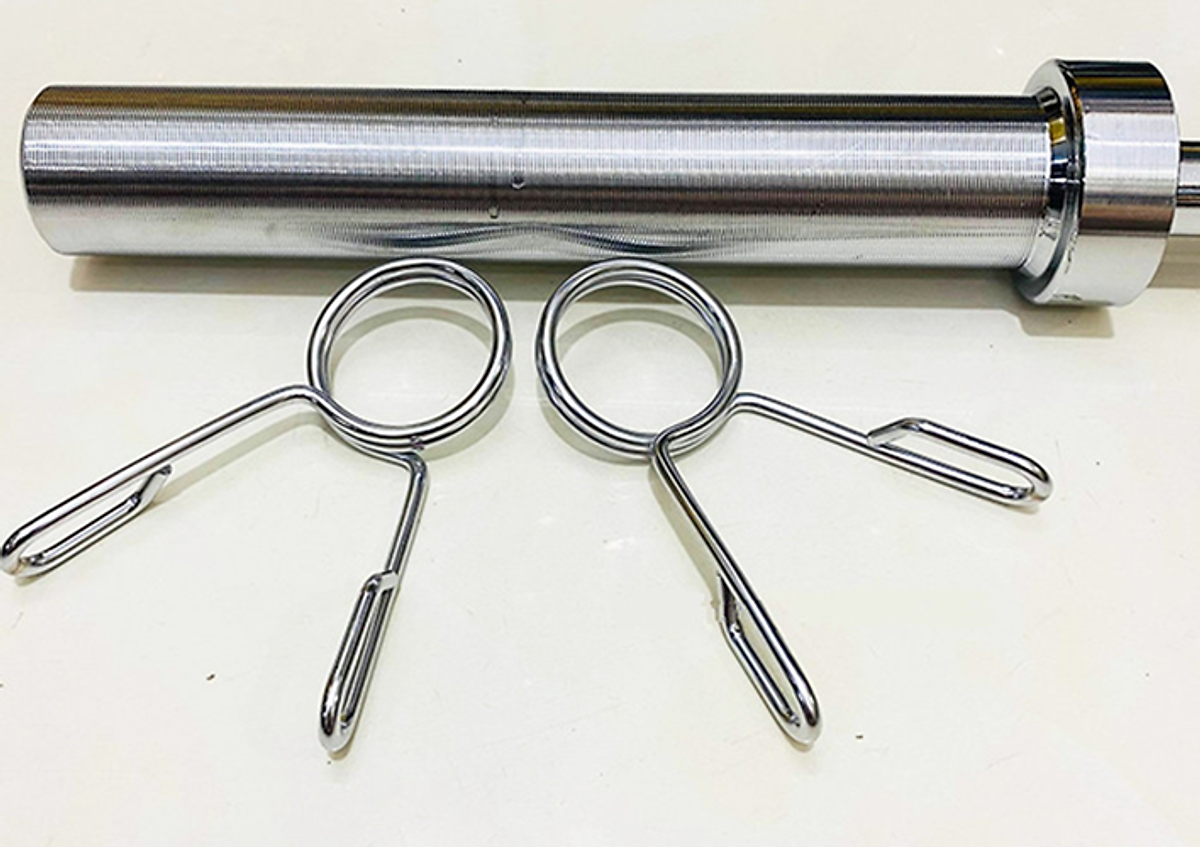 Đòn Tạ Dài 1m2 Inox Phi 50 + Kèm 2 Khóa Tạ