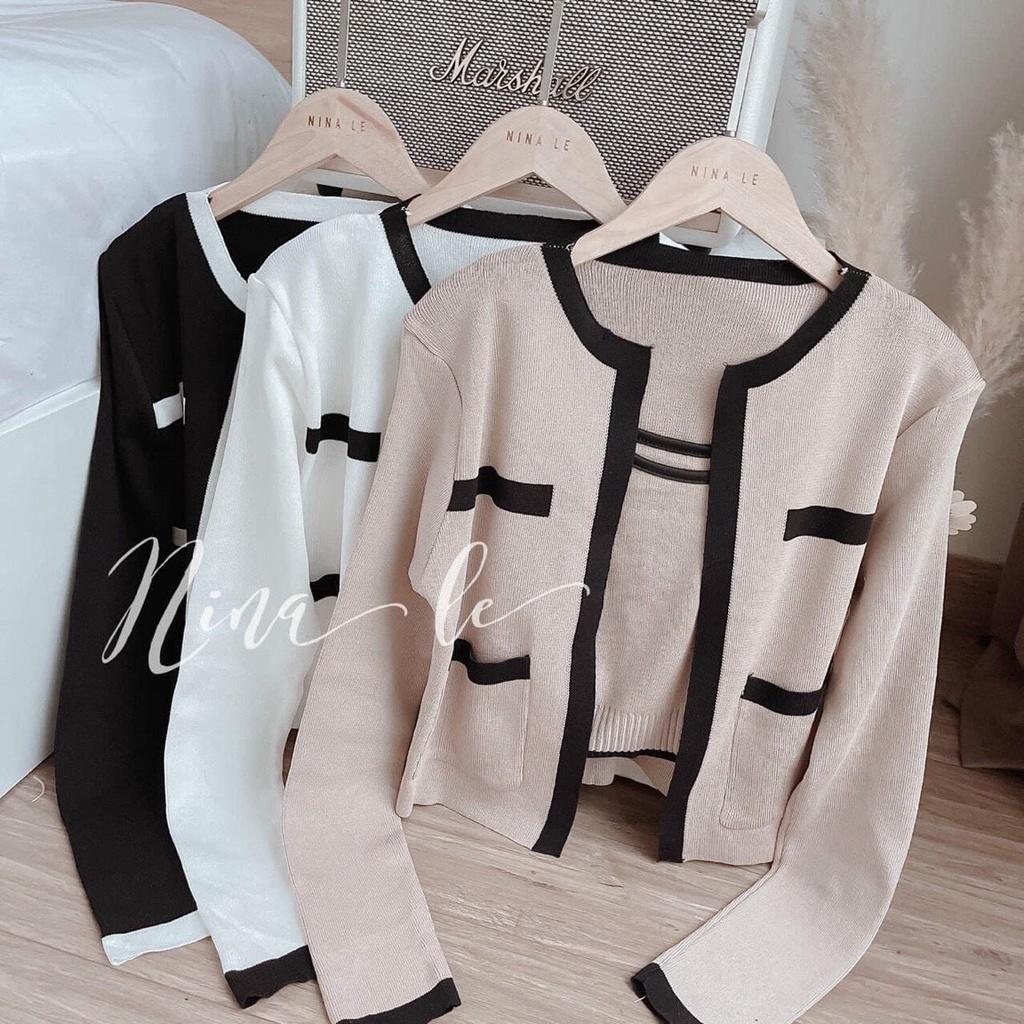 [L2M] SET (2 MÓN) áo khoác TAY DÀI kèm áo hai dây Cardigan len dệt kim Quảng Châu cực xinh và thanh lịch