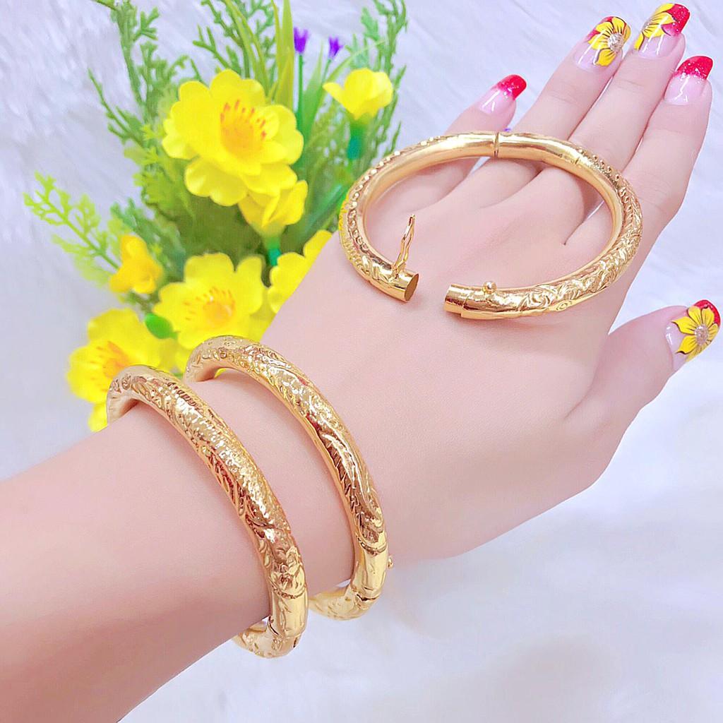 Vòng Tay Nữ Bọng Khóa Gài Mạ Vàng 24K