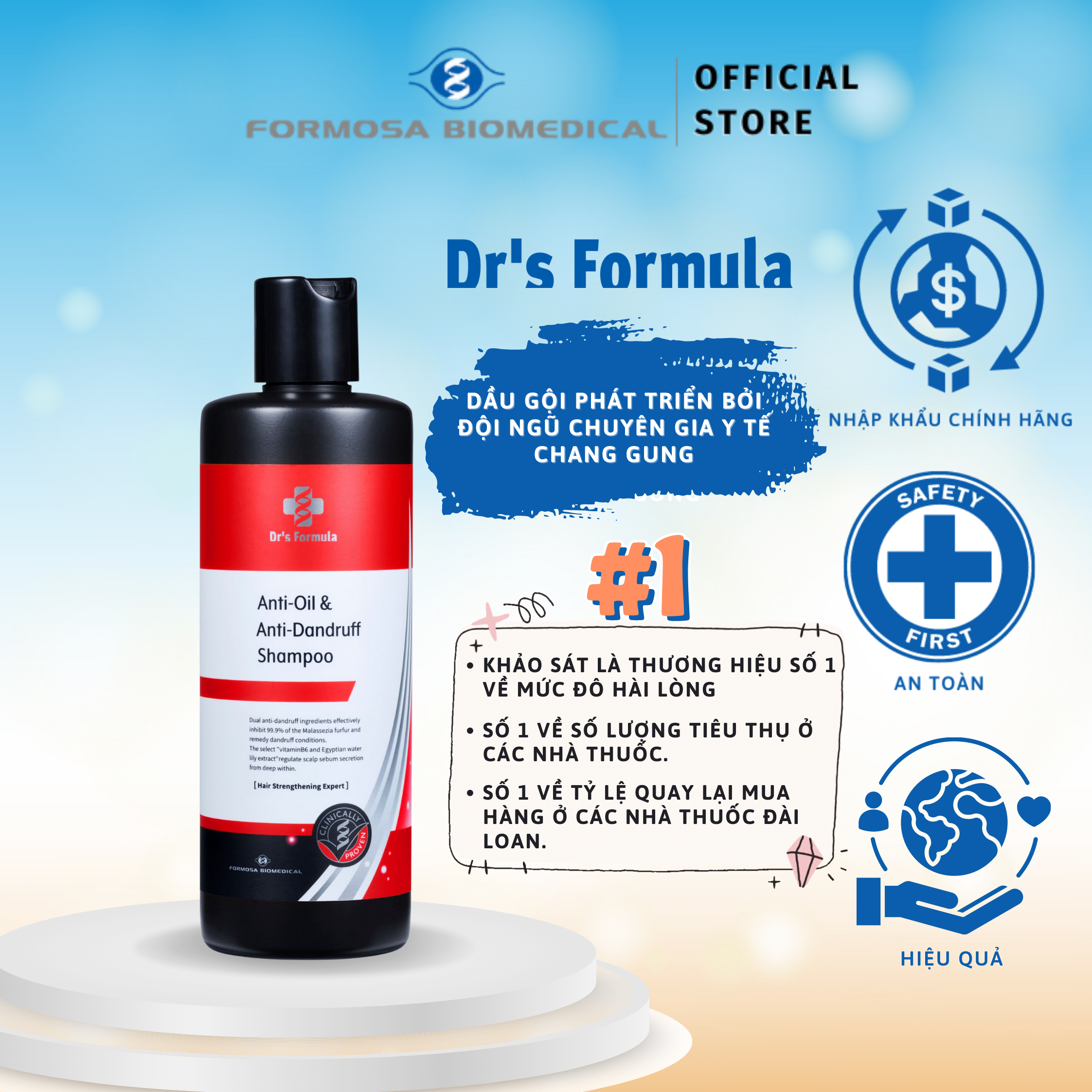 Dầu Gội Kiểm Soát Dầu và Trị Gàu Dr's Formula Anti-Oil &amp; Anti-Dandruff Shampoo