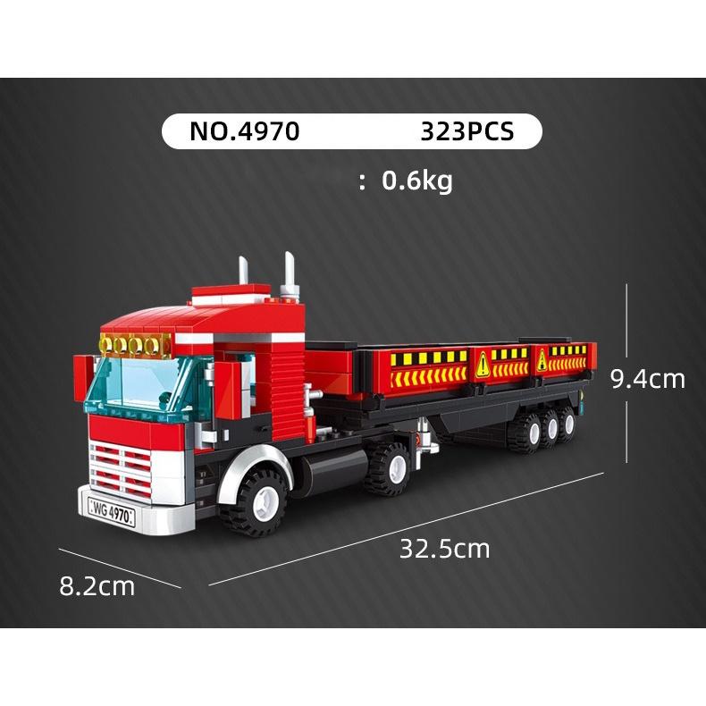 Đồ chơi Lắp ráp Xe Container xây dựng, Wange 4970 Xếp hình thông minh, Sách hướng dẫn chi tiết, Nhựa ABS an toàn
