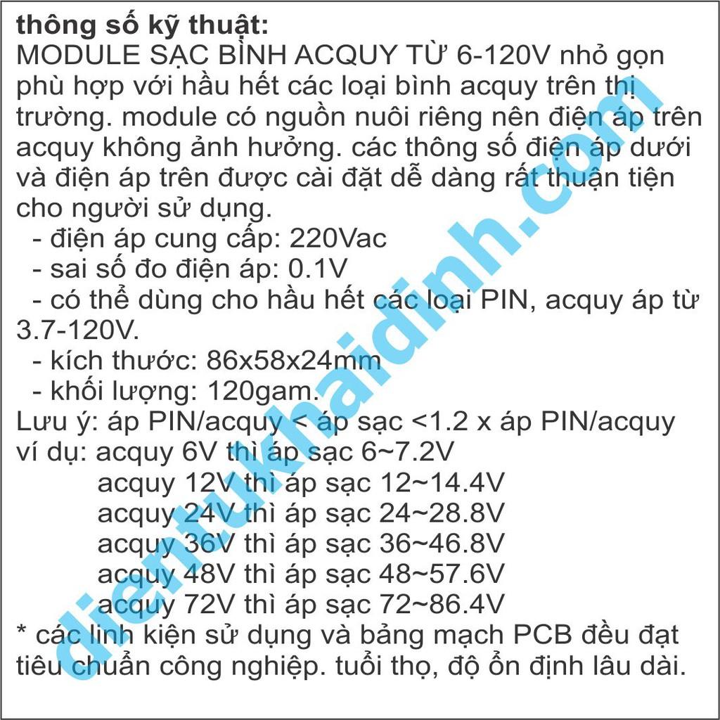 MODULE SẠC BÌNH ACQUY TỪ 6-120V, CÓ HIỂN THỊ ÁP, dùng Relay XH-M602 kde4908