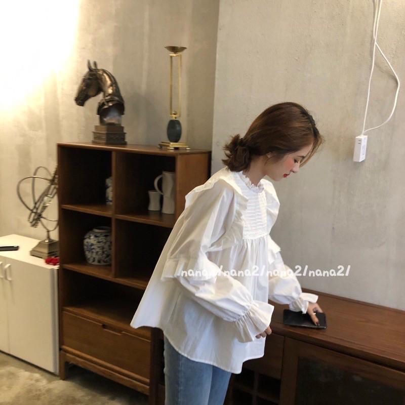 ÁO THÔ CỔ NHÚN BÈO XẾP LY TAY BỒNG