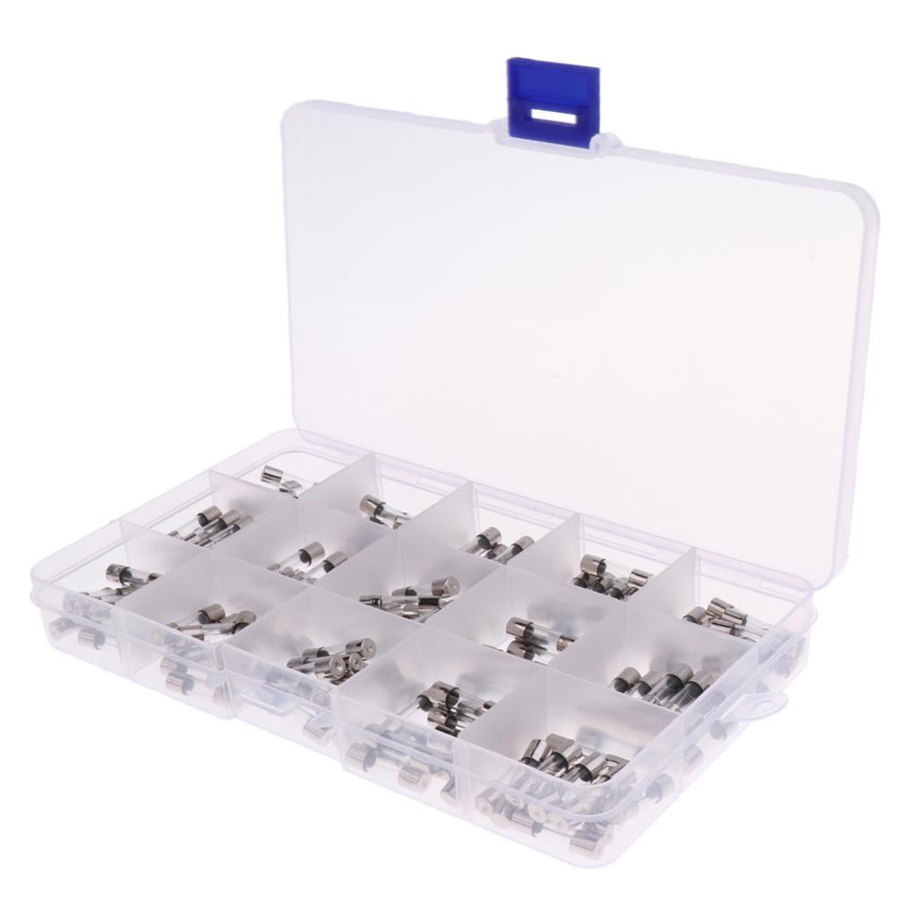 15*10 Pcs 5*20mm Quick Blow Glass Tube Fuse Assortment Kit Fast-blow