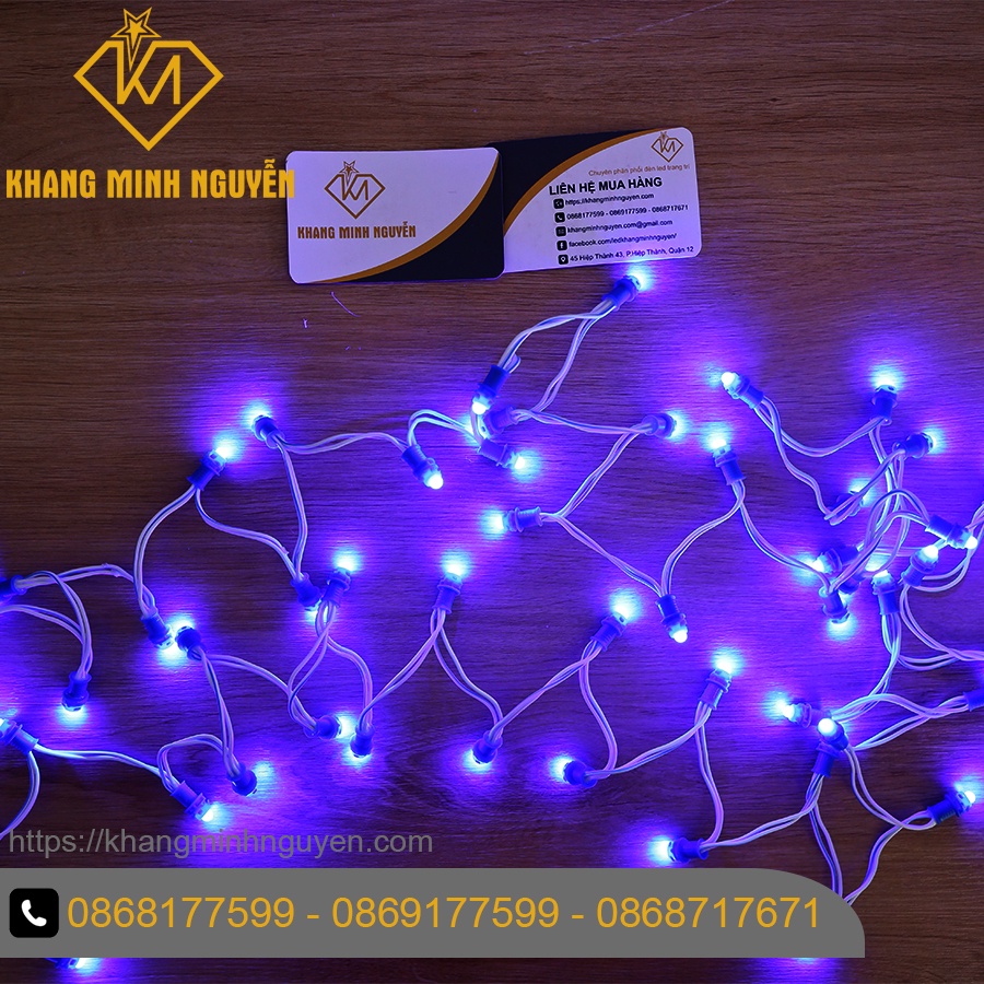 Giá 1 bó 50 bóng led đúc F5, đế 9mm - Để đục, chống nước, ánh sáng Xanh Dương làm bảng hiệu