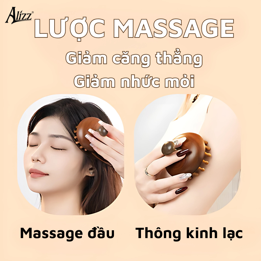 Lược gỗ đàn hương massage đầu giúp thư giãn và giảm hiệu quả nhanh chóng