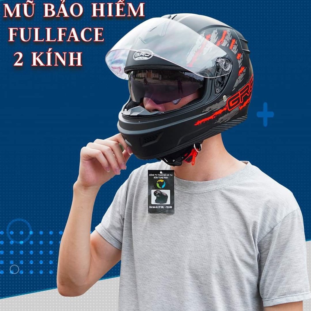 Nón bảo hiểm phượt Full Face GRO ST11, kiểu dáng thể thao trẻ trung, hiện đại- Hàng chính hãng