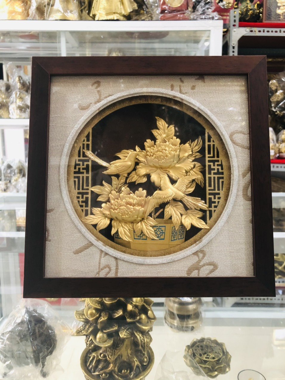 Tranh liên hoa mạ vàng 24k,tranh quà tặng cao cấp