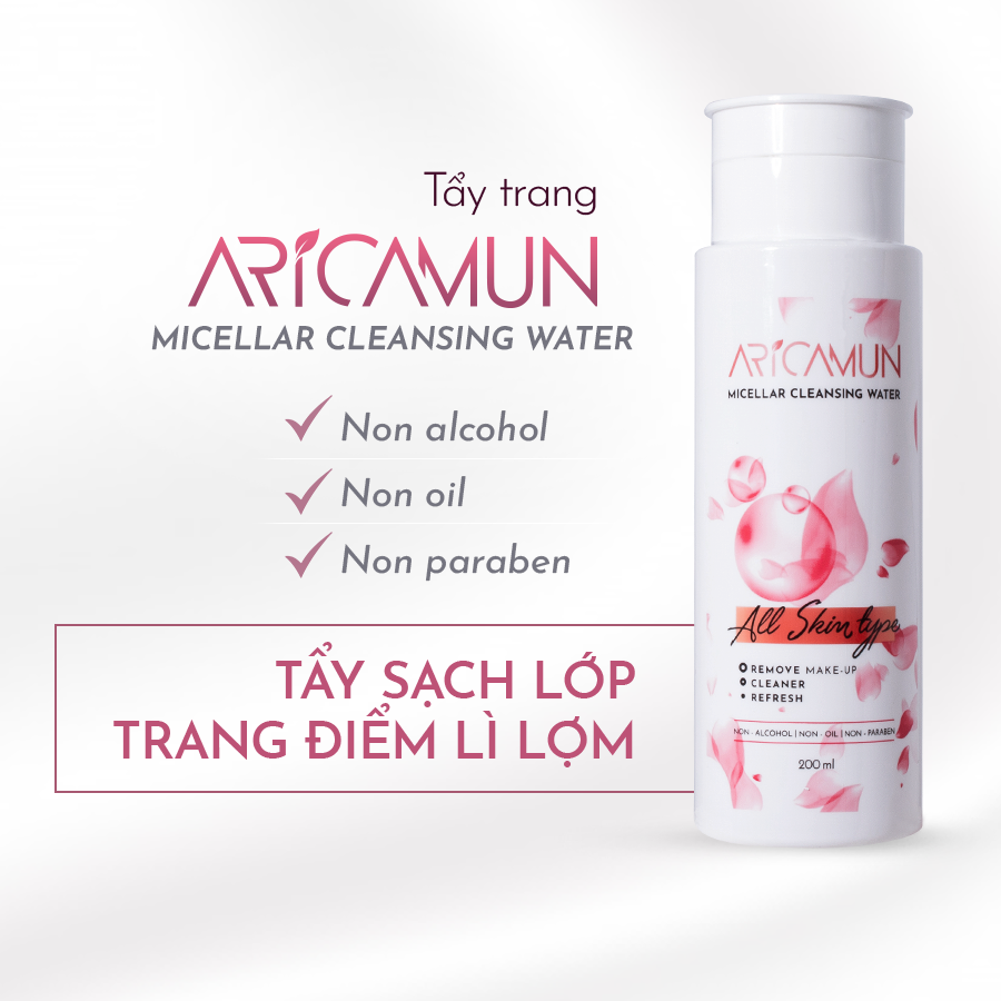 Nước tẩy trang Aricamun làm sạch sâu dành cho da nhờn và da mụn