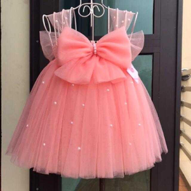 Váy tutu cho bé ️️ Váy tutu hồng cam nơ đính đá