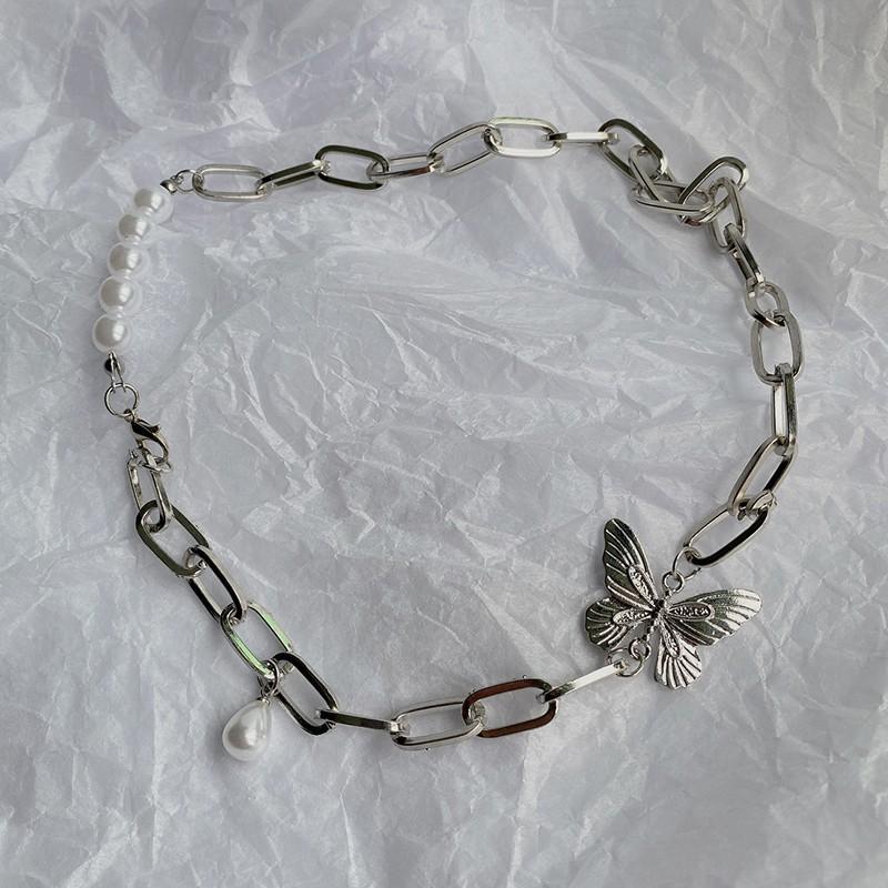 Vòng cổ Kim Loại Hình Bướm Đính Ngọc Trai Nhân Tạo Thời Trang