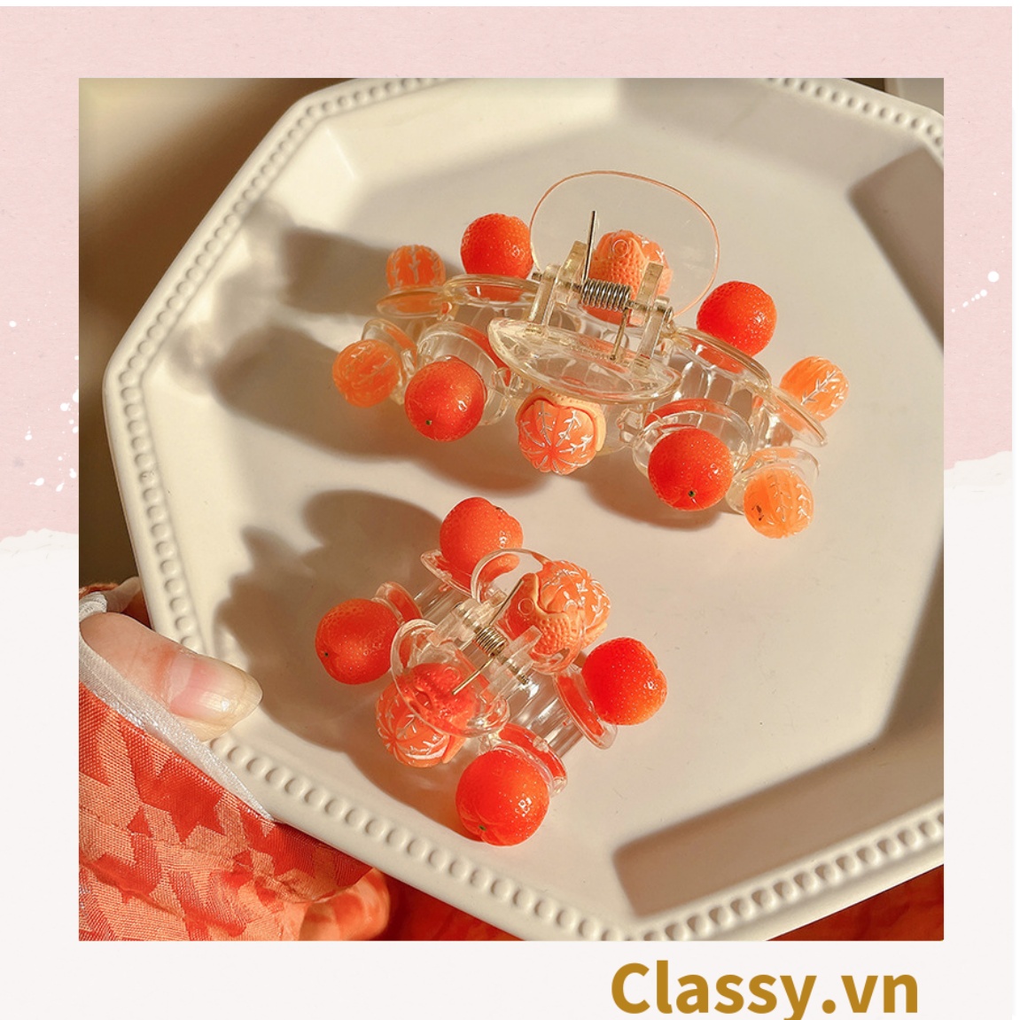 Kẹp tóc càng cua Classy họa tiết trái cây Hàn Quốc nhiều màu phong cách trẻ trung hiện đại PK1150