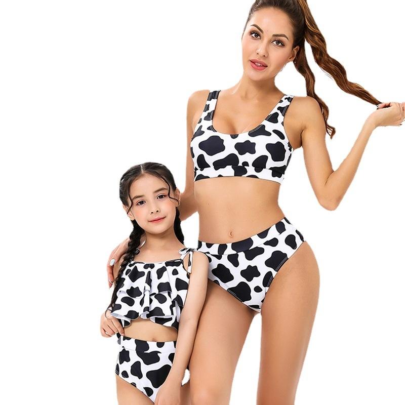 Cô Gái Đồ Bơi Trẻ Em Họ Phù Hợp Với Đồ Bơi Bikini Mẹ Con Gái Bộ Đồ Tắm Cha Mẹ-Con Da Báo Đồ Bơi 2 Mảnh