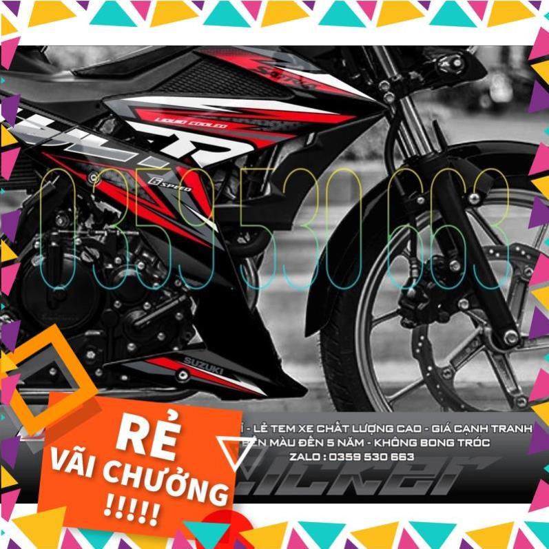 Tem rời Raider mẫu mới 2021 - tem đỏ dán xe đen