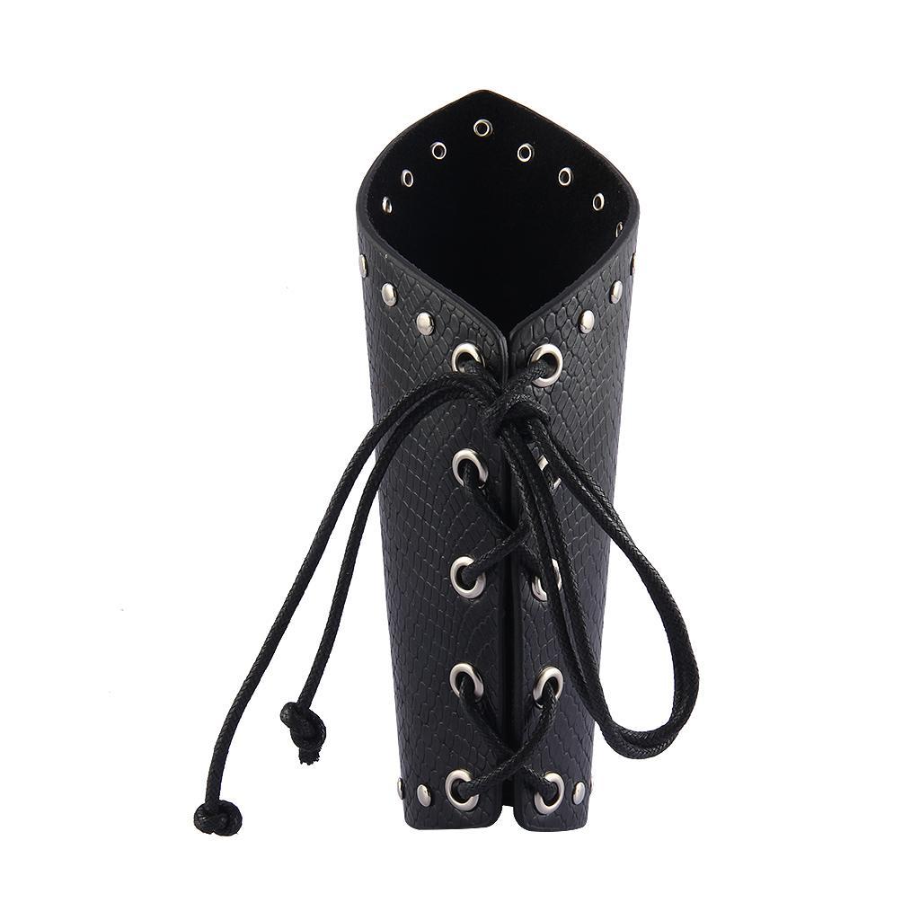 Punk Rock Gothic Leather Wrist Bracer Guards Arm Protector Wristband Black