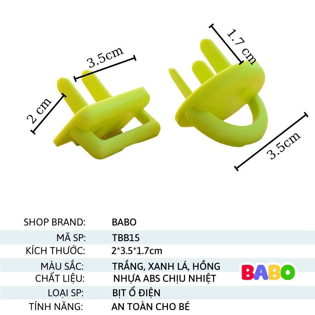 Bịt ổ điện 2 chấu 3 chân nhiều màu chống giật an toàn cho bé nút có nắp kéo BABO TBB15