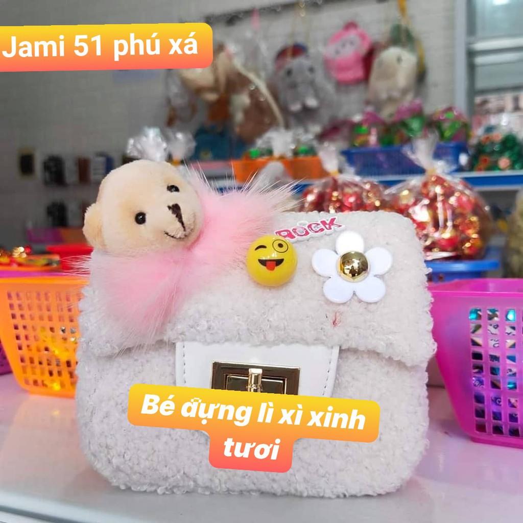 Túi da lộn đeo chéo lót lông xù dày mịn cho bé gái