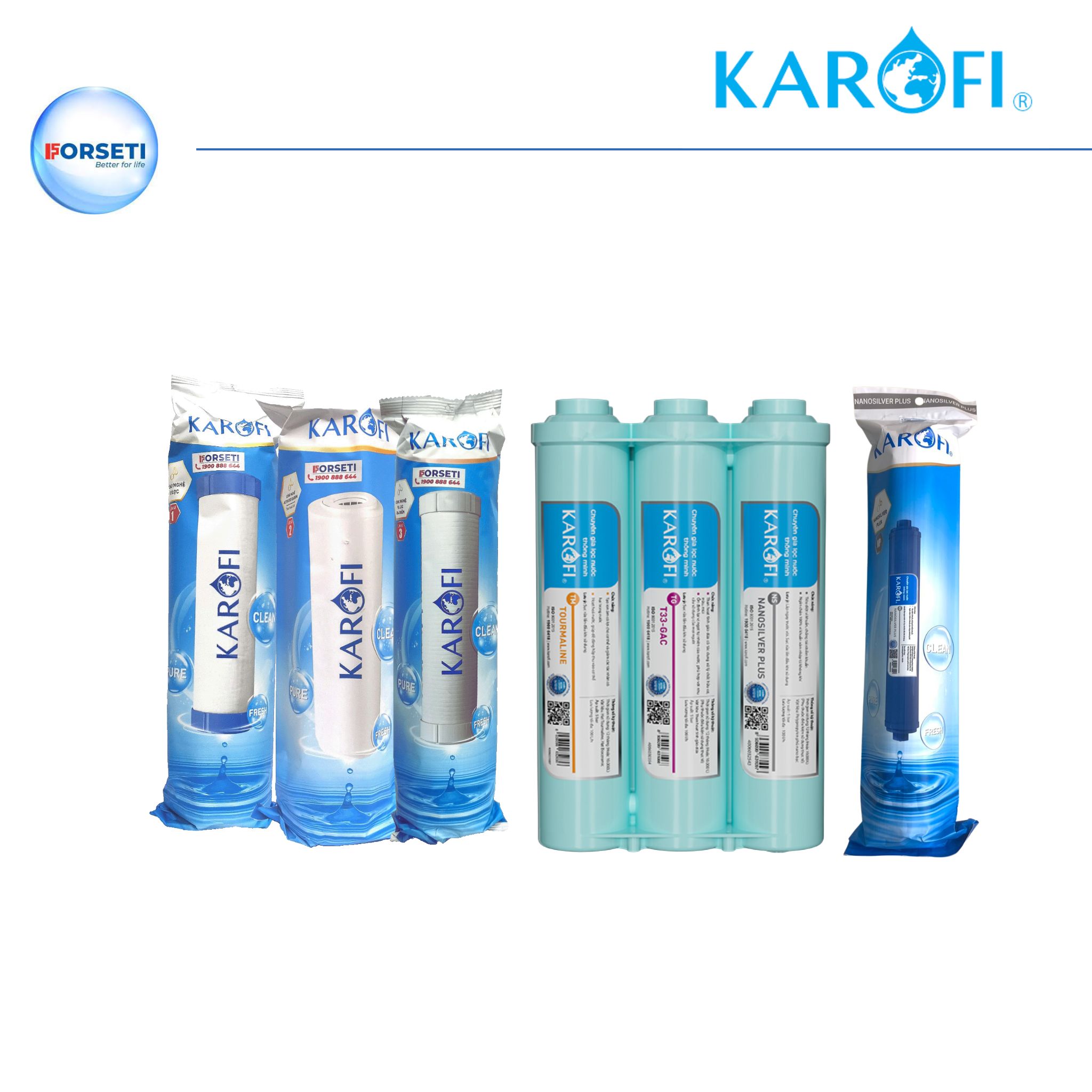 Bộ lõi lọc nước Karofi thay thế cho máy lọc nước Karofi KAD-D66 - Hàng chính hãng
