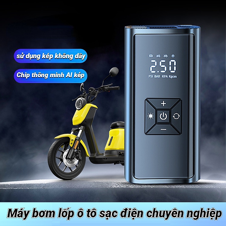 Bơm Lốp Ô Tô 3in1 2 Xi Lanh Tự Động Ngắt Cao Cấp Động Cơ Mạnh Mẽ Và Bền Bỉ Sử Dụng 3 Đầu Tương Thích Các Loại Xe