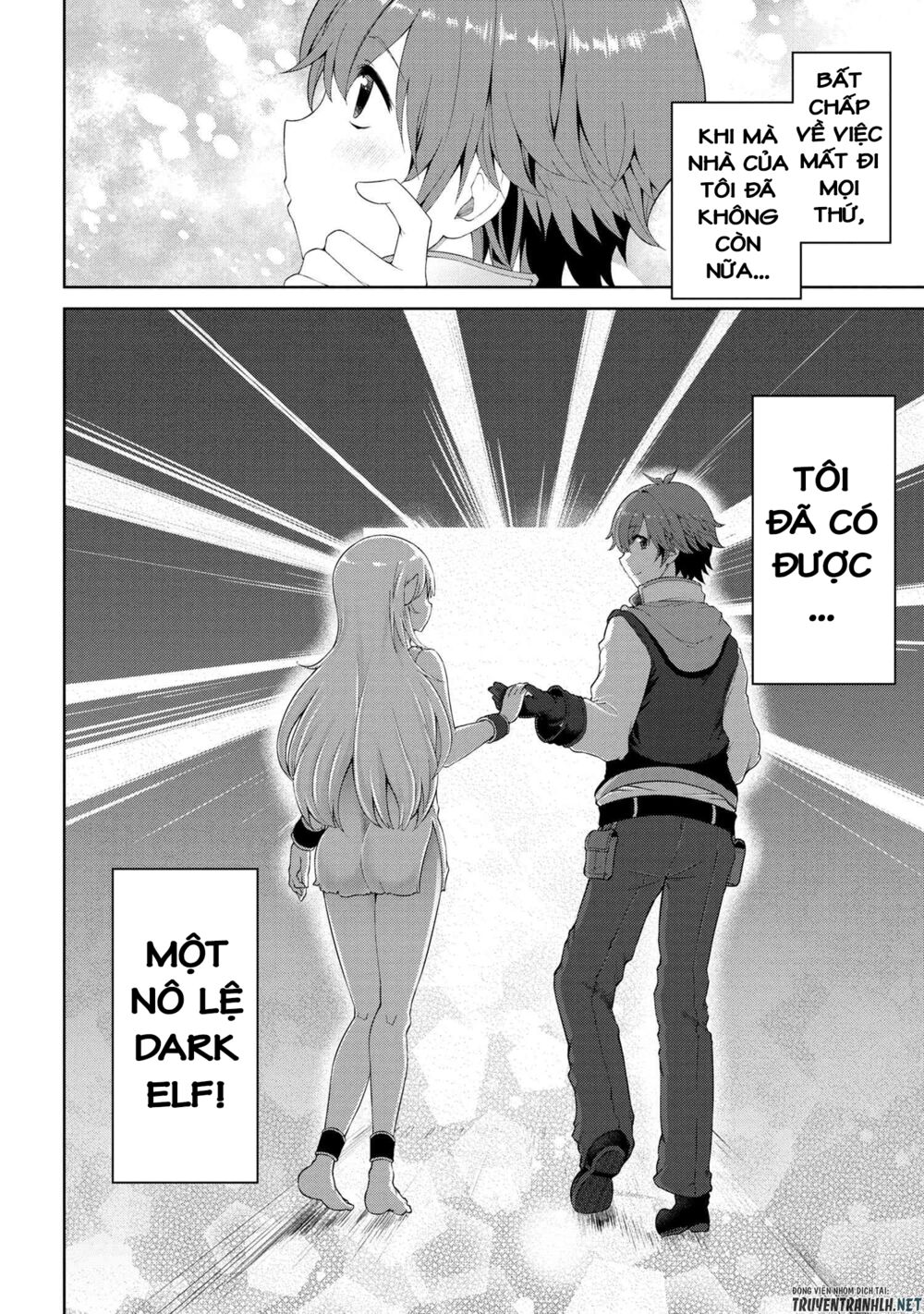 ngôi nhà của tôi đã bị đốt cháy, thế thì tại sao tôi không dùng hết số tiền còn lại để mua nô lệ dark elf? chapter 1 32