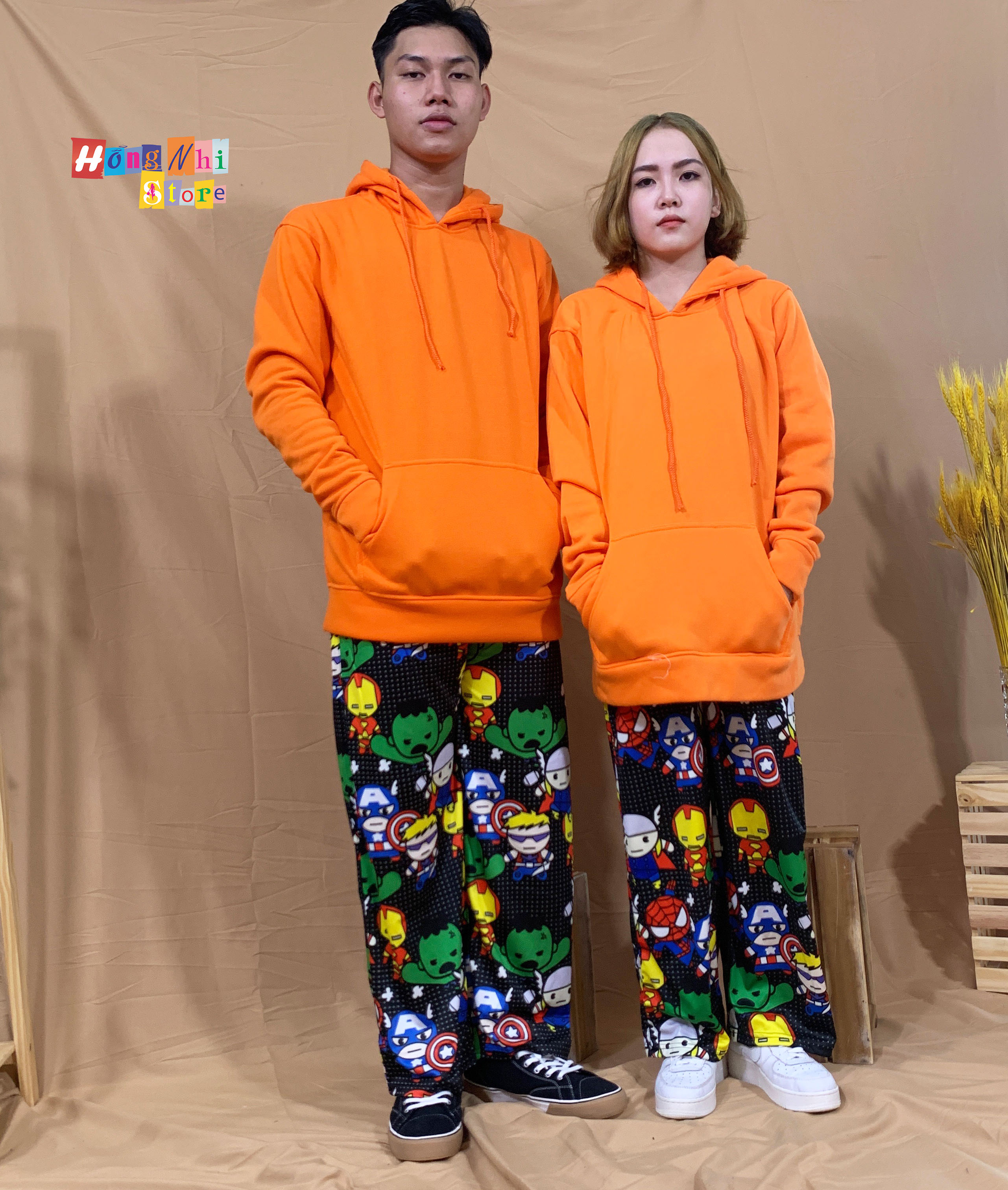 Áo Hoodie Trơn Màu Cam Cao Cấp Dáng Rộng Unisex Nam Nữ Mặc Được - MM - M