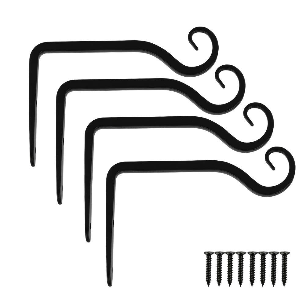 Hỗ trợ rổ lơ lửng 4pcs Hook Mook rèn treo tường treo tường Hỗ trợ Hỗ trợ móc cho chậu, cây, đèn g