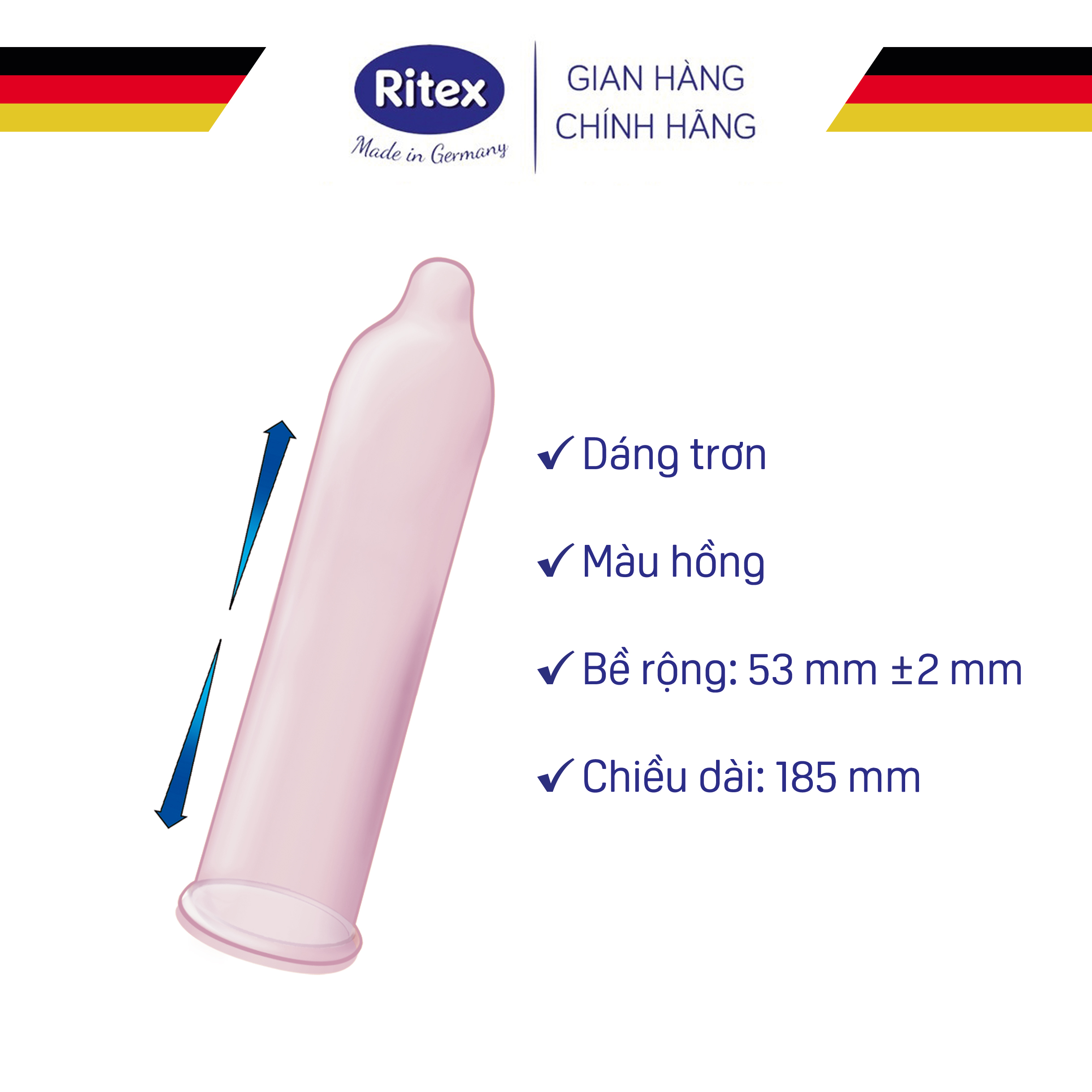 Bao cao su Ritex Ideal, siêu ẩm ướt, gấp đôi gel, hộp 10 chiếc