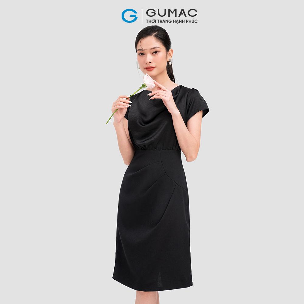 Đầm ôm nhẹ GUMAC DC11069 cổ đổ thanh lịch