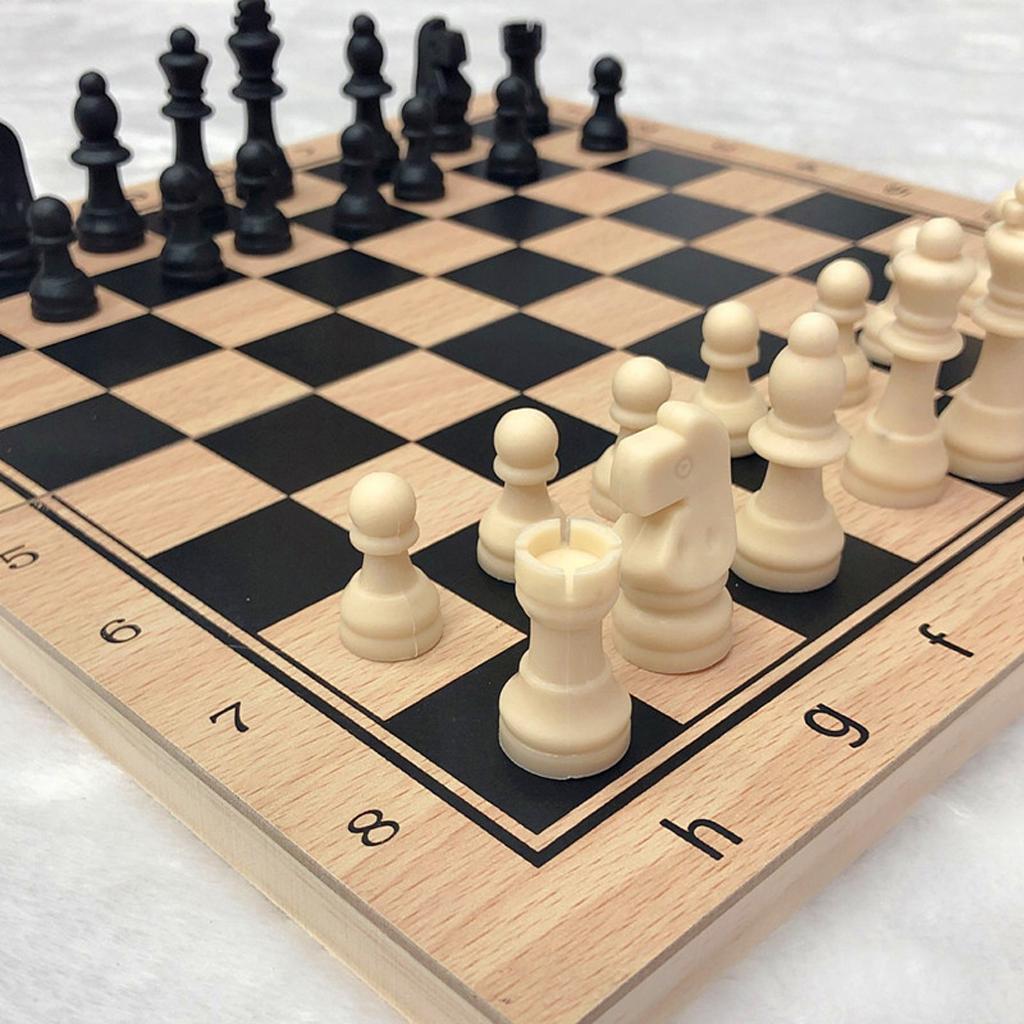 Handmade Wood Folding International Travel Chess Set Board Game Toy