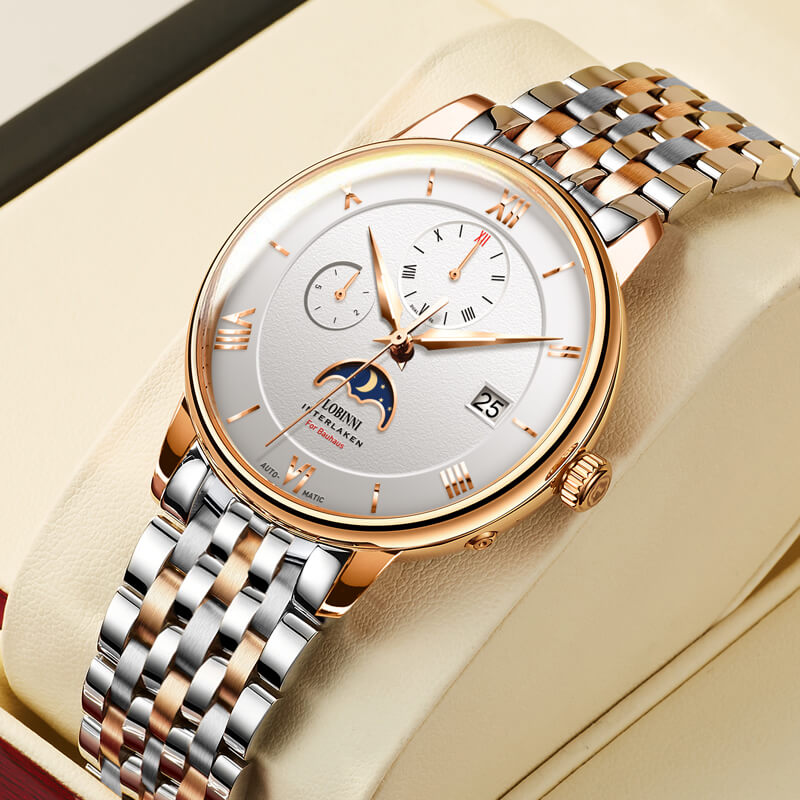 Đồng hồ nam chính hãng LOBINNI L6020-3 Fullbox, Kính sapphire ,chống xước,chống nước,dây kim loại thép không gỉ 316L, máy cơ , Mới 100%,Bảo hành 24 tháng