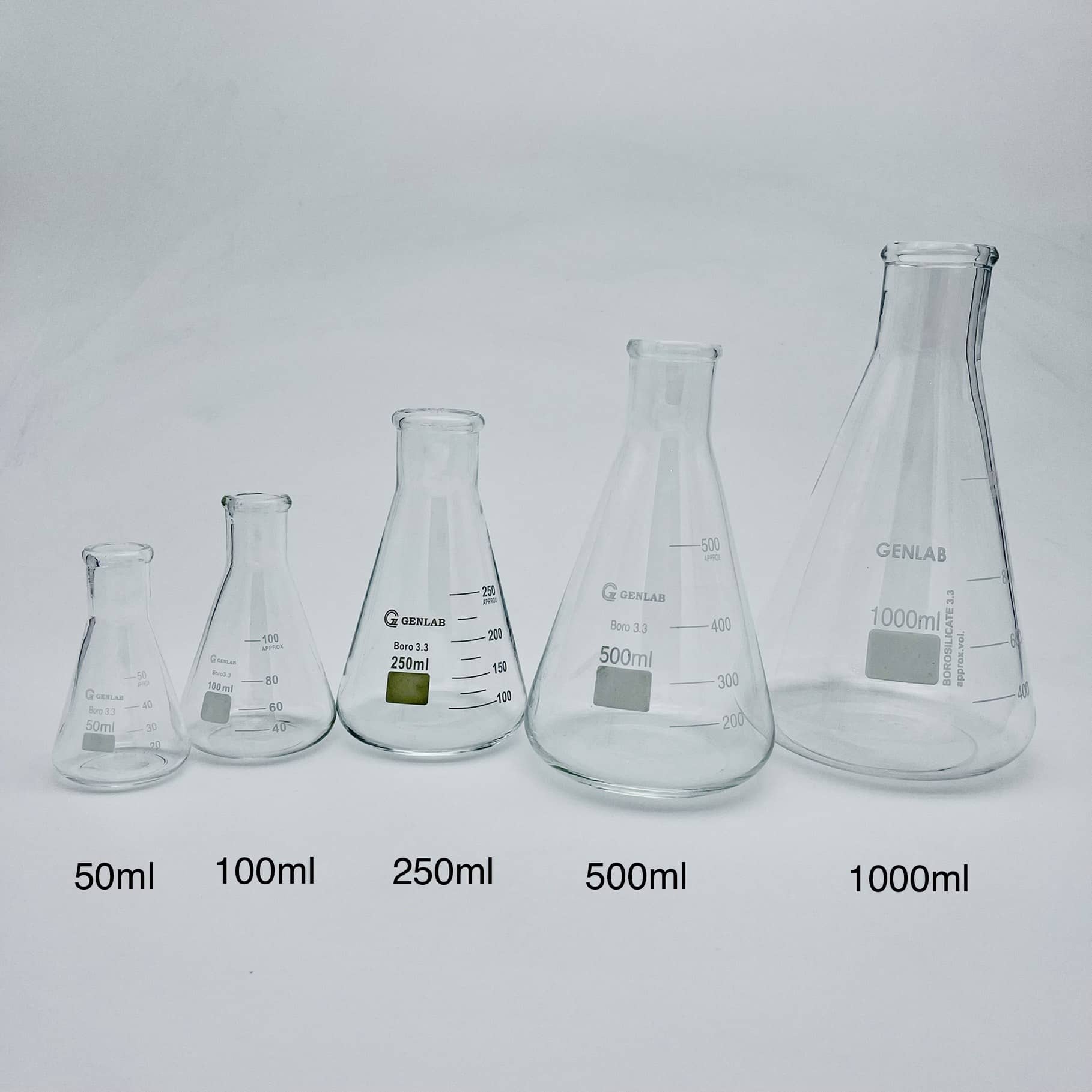 Bình tam giác thủy tinh miệng hẹp