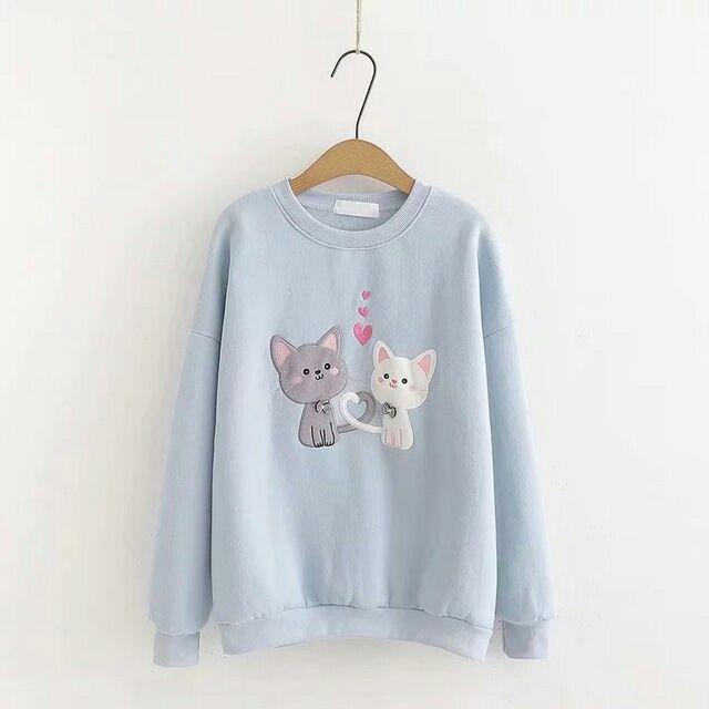 ÁO THUN HỌA TIẾT MÈO DỄ THƯƠNG UZZLANG CHẤT ÁO DÀY DẶN