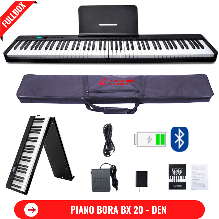 Đàn Piano Điện Bora BX 20 Gấp Gọn -88 Phím Nặng Cảm Lực - Kết Nối Bluetooth + Chân Đàn