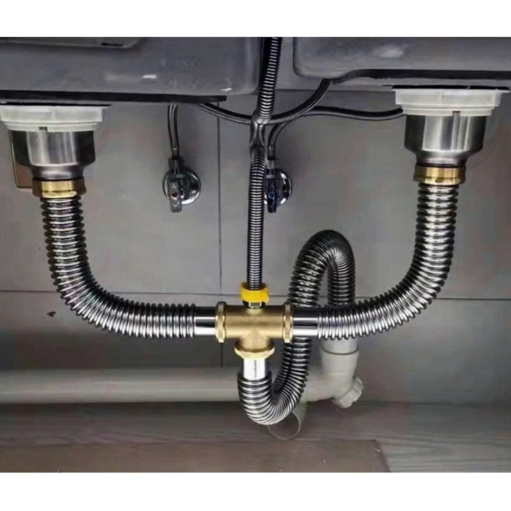 Bộ Xả Chậu Chén Xi Phông Inox 2 Hộc Phụ Kiện Thau Chịu Nhiệt Cao Thoát Nước Nhanh - Lỗ xả bằng nhau phi 110 (lọt lòng 90)