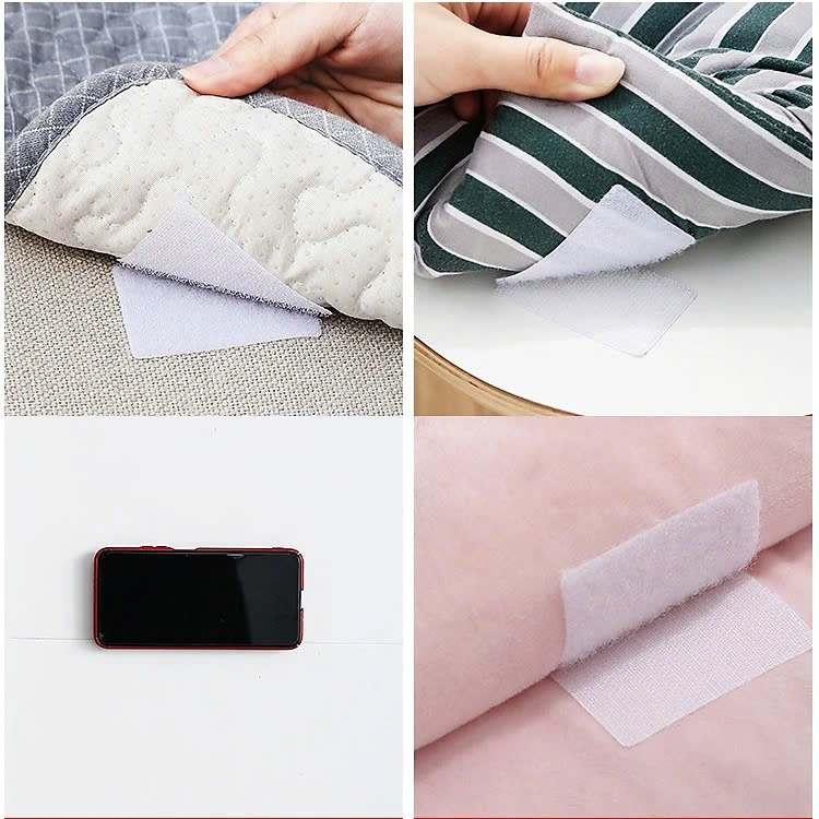 6x6cm Set 5 Miếng Dán Velcro VUÔNG Kèm Keo 2 Mặt, Cố Định Thảm, Dán Nệm Sopha, Ra Trải Giường MÀU TRẮNG